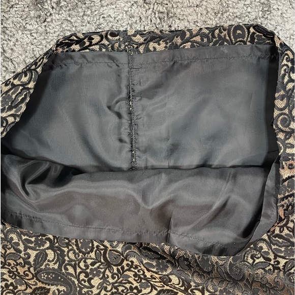 Worthington black bronze damask jacquard paisley lined pencil skirt women’s 12 - Picture 4 of 13